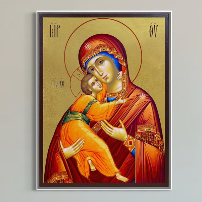 Icoana bizantina cu maica domnului si pruncul, tablou canvas pentru perete
